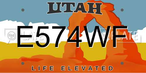 E574WF Utah License Plate