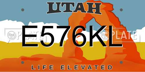 E576KL Utah License Plate