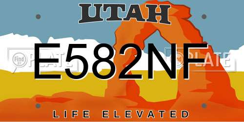 E582NF Utah License Plate