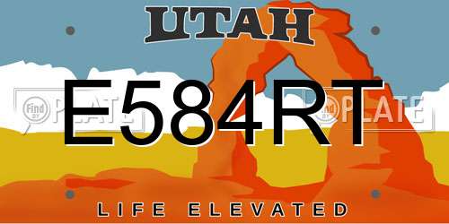 E584RT Utah License Plate