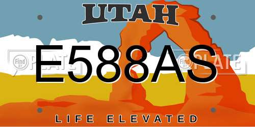 E588AS Utah License Plate
