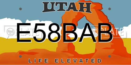 E58BAB Utah License Plate