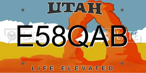 E58QAB Utah License Plate