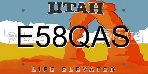 E58QAS Utah License Plate