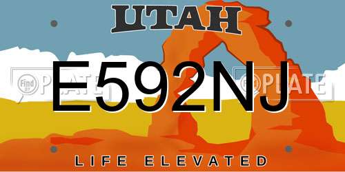 E592NJ Utah License Plate