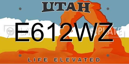 E612WZ Utah License Plate