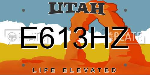E613HZ Utah License Plate