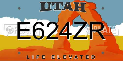 E624ZR Utah License Plate