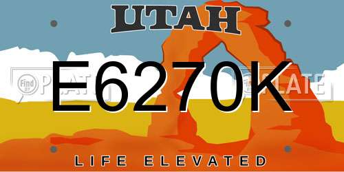 E6270K Utah License Plate