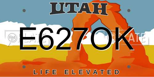 E627OK Utah License Plate