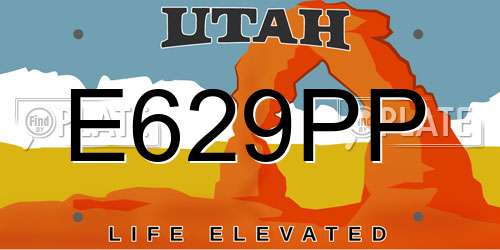 E629PP Utah License Plate
