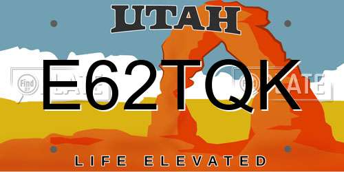 E62TQK Utah License Plate