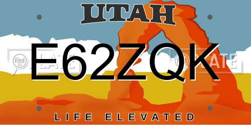 E62ZQK Utah License Plate