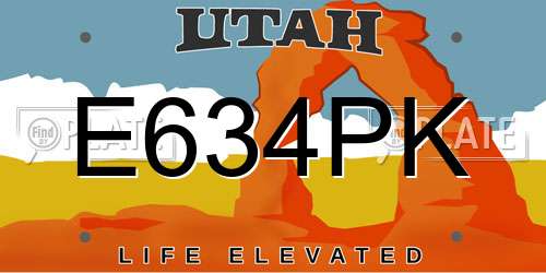 E634PK Utah License Plate
