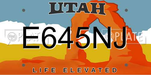 E645NJ Utah License Plate