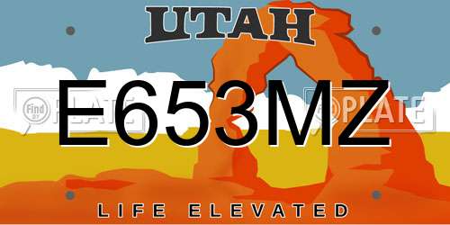 E653MZ Utah License Plate