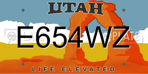 E654WZ Utah License Plate