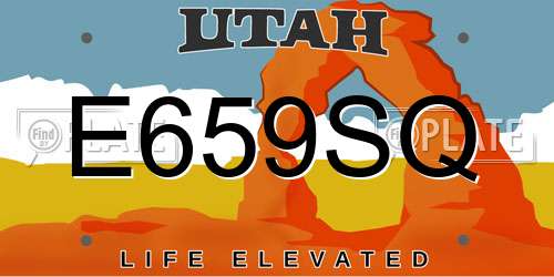 E659SQ Utah License Plate