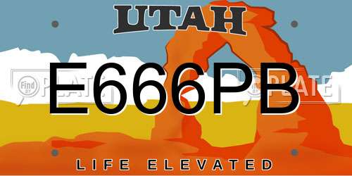 E666PB Utah License Plate