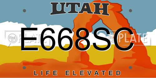 E668SC Utah License Plate