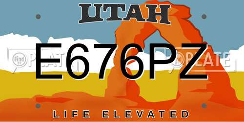 E676PZ Utah License Plate