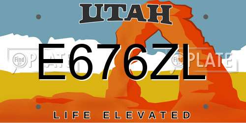 E676ZL Utah License Plate