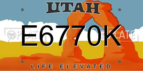 E6770K Utah License Plate