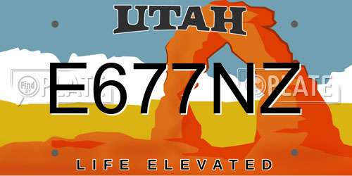 E677NZ Utah License Plate
