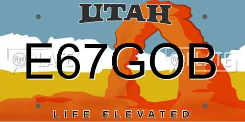 E67GOB Utah License Plate