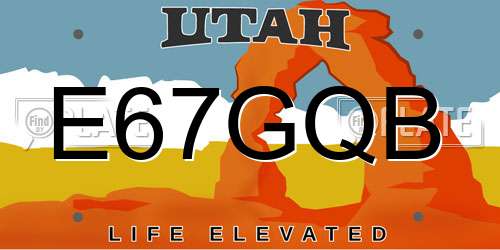 E67GQB Utah License Plate
