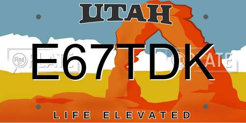 E67TDK Utah License Plate