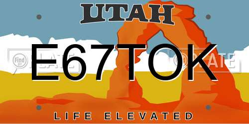 E67TOK Utah License Plate