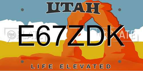 E67ZDK Utah License Plate