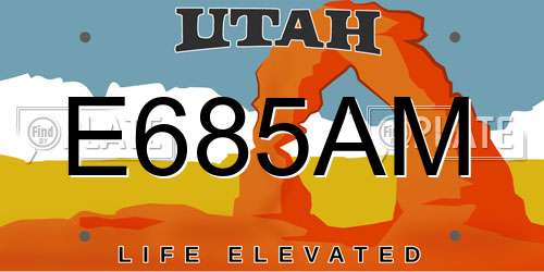 E685AM Utah License Plate