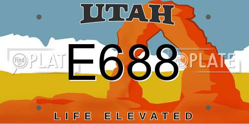 E688 Utah License Plate