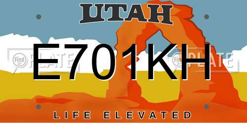 E701KH Utah License Plate