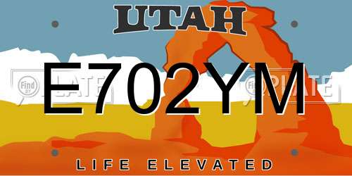 E702YM Utah License Plate