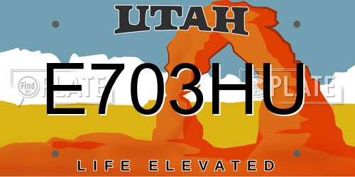 E703HU Utah License Plate