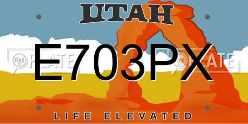 E703PX Utah License Plate