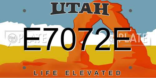 E7072E Utah License Plate