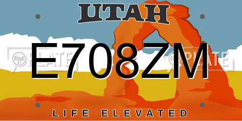 E708ZM Utah License Plate