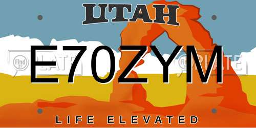 E70ZYM Utah License Plate