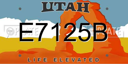 E7125B Utah License Plate