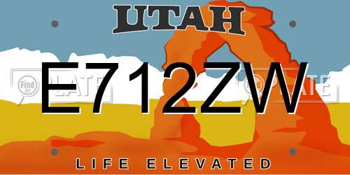 E712ZW Utah License Plate