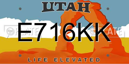 E716KK Utah License Plate
