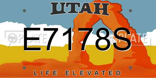 E7178S Utah License Plate