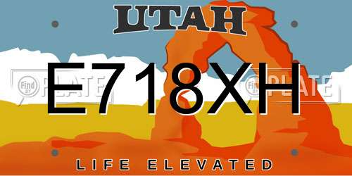 E718XH Utah License Plate