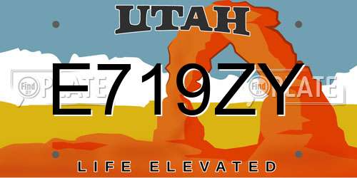 E719ZY Utah License Plate