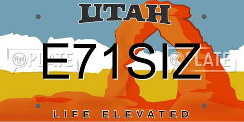 E71SIZ Utah License Plate