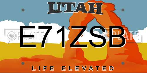E71ZSB Utah License Plate